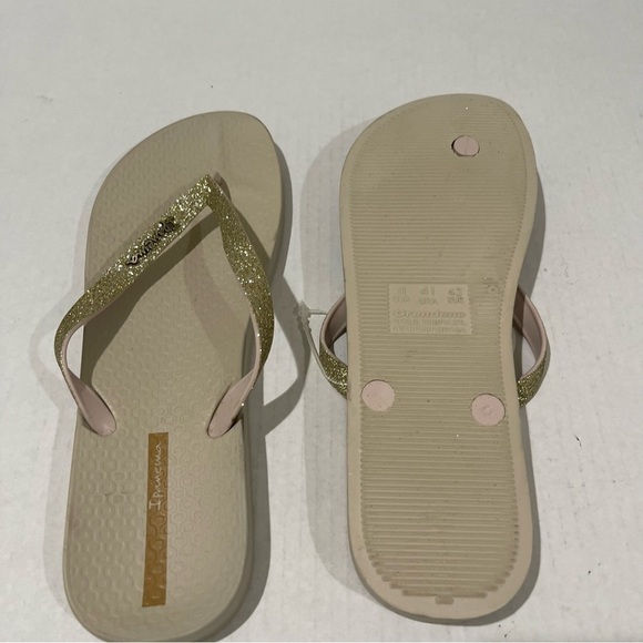 Women’s Ipanema Ana Beige Sparkle Flip Flops Size 11 US! - Picture 9 of 10